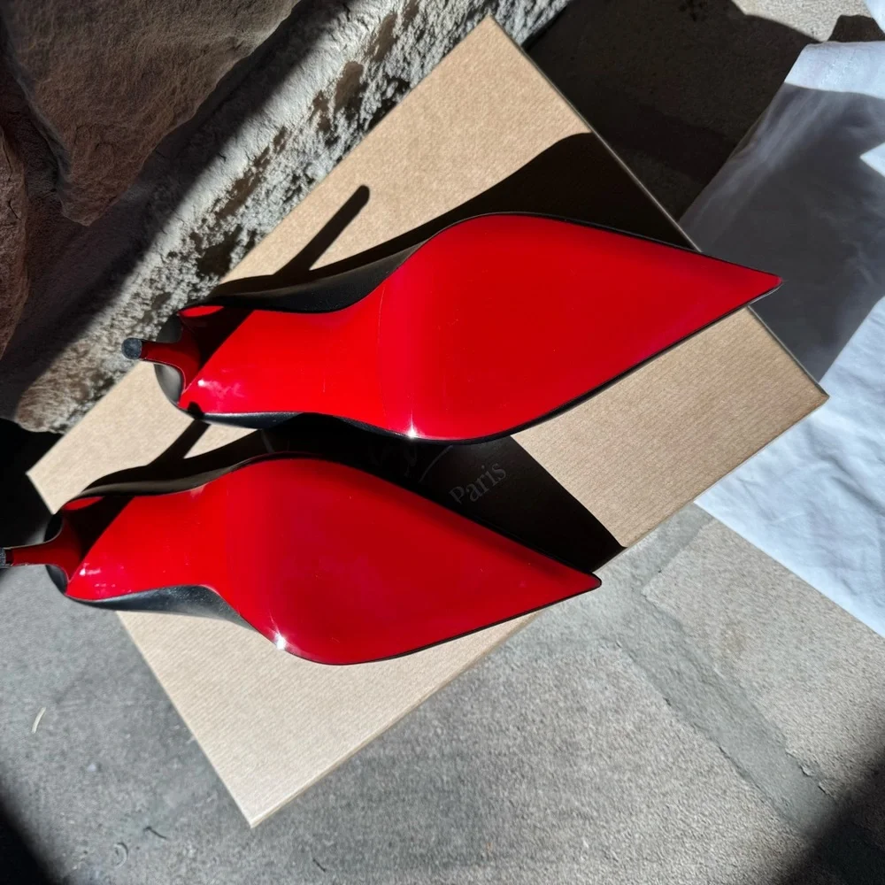 Elegant Christian Louboutin Miss Z Black Slimule Heels - Picture 2 of 7